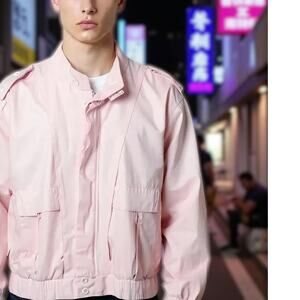 VINTAGE 1980s PERE MAR Pale Pink Bomber Jacket Long Sleeve - Size M